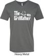 The Grillfather White Print Mens V-Neck Shirt