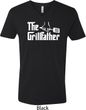 The Grillfather White Print Mens V-Neck Shirt