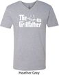 The Grillfather White Print Mens V-Neck Shirt