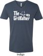 The Grillfather White Print Mens V-Neck Shirt