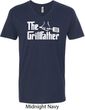 The Grillfather White Print Mens V-Neck Shirt