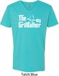 The Grillfather White Print Mens V-Neck Shirt