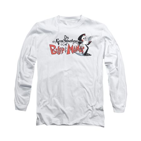 The Grim Adventures Of Billy & Mandy Shirt Long Sleeve Logo White Tee T-Shirt