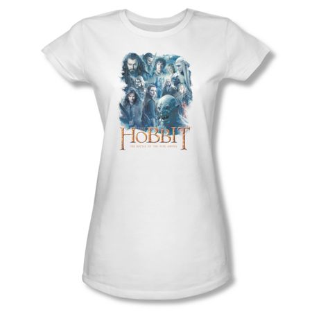The Hobbit Battle Of The Five Armies Shirt Juniors Main Characters White Tee T-Shirt