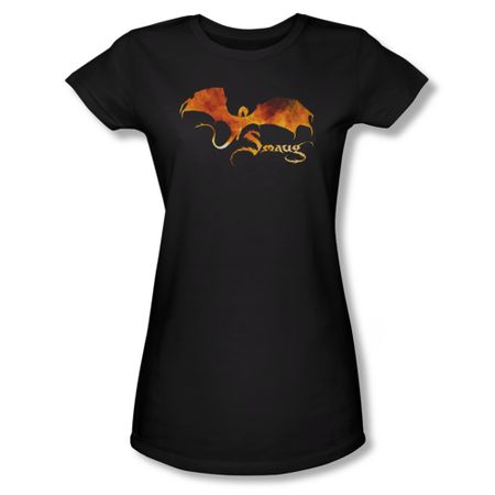 The Hobbit Battle Of The Five Armies Shirt Juniors Smaug On Fire Black Tee T-Shirt