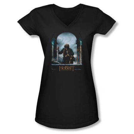 The Hobbit Battle Of The Five Armies Shirt Juniors V Neck Bilbo Poster Black Tee T-Shirt