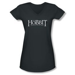 The Hobbit Battle Of The Five Armies Shirt Juniors V Neck Ornate Logo Charcoal Tee T-Shirt The Hobbit Battle Of The Five Armies Shirt Juniors V Neck Ornate Logo Charcoal Tee T-Shirt