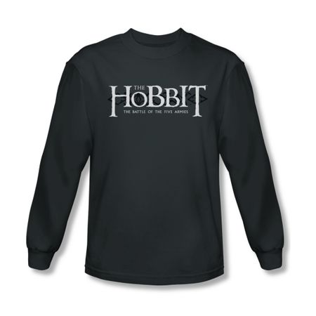 The Hobbit Battle Of The Five Armies Shirt Ornate Logo Long Sleeve Charcoal Tee T-Shirt
