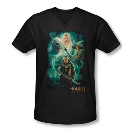 The Hobbit Battle Of The Five Armies Shirt Slim Fit V Neck Elrond's Crew Black Tee T-Shirt