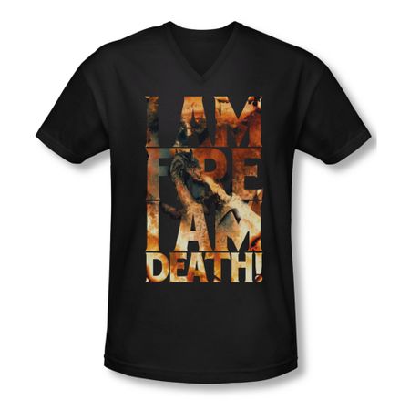 The Hobbit Battle Of The Five Armies Shirt Slim Fit V Neck I Am Fire Black Tee T-Shirt