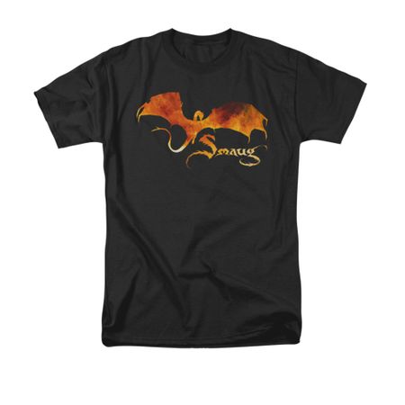 The Hobbit Battle Of The Five Armies Shirt Smaug On Fire Adult Black Tee T-Shirt