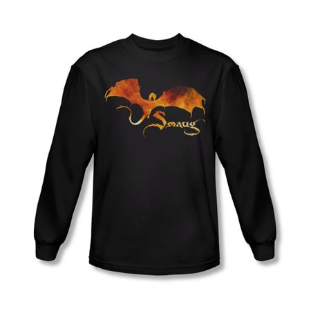 The Hobbit Battle Of The Five Armies Shirt Smaug On Fire Long Sleeve Black Tee T-Shirt