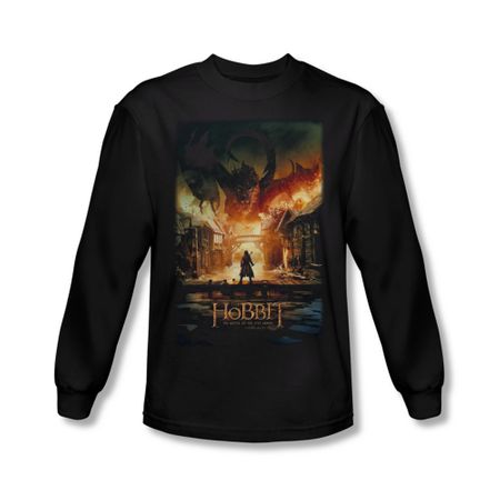 The Hobbit Battle Of The Five Armies Shirt Smaug Poster Long Sleeve Black Tee T-Shirt