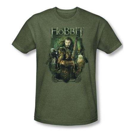 The Hobbit Battle Of The Five Armies Shirt Thorin And Company Adult Heather Green Tee T-Shirt