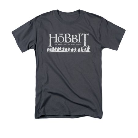The Hobbit Battle Of The Five Armies Shirt Walking Logo Adult Charcoal Tee T-Shirt