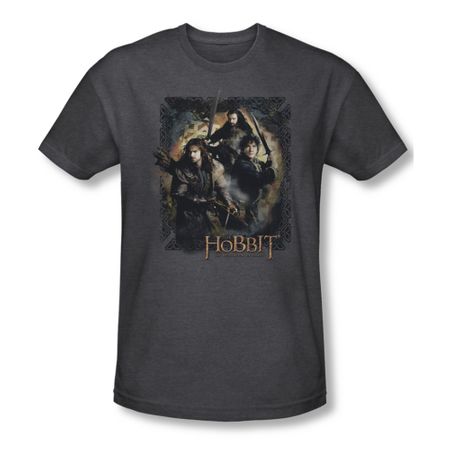 The Hobbit Desolation Of Smaug Shir tWeapons Drawn Adult Heather Charcoal Tee T-Shirt