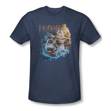 The Hobbit Desolation Of Smaug Shirt Barreling Down Adult Heather Navy Tee T-Shirt