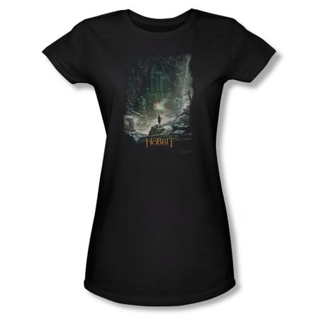 The Hobbit Desolation Of Smaug Shirt Juniors At Smaug's Door Black Tee T-Shirt