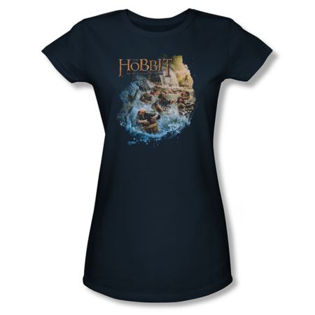 The Hobbit Desolation Of Smaug Shirt Juniors Barreling Down Navy Tee T-Shirt
