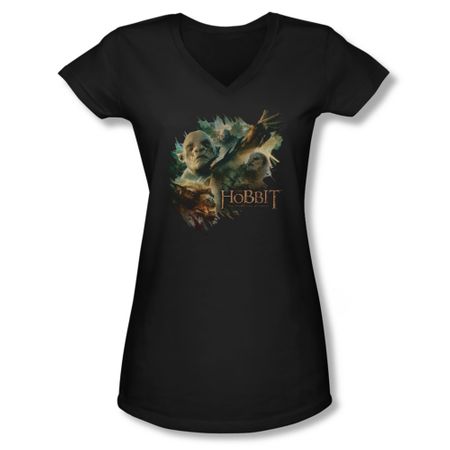 The Hobbit Desolation Of Smaug Shirt Juniors V Neck Baddies Black Tee T-Shirt