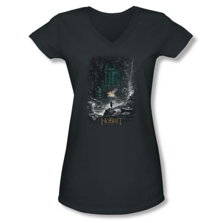 The Hobbit Desolation Of Smaug Shirt Juniors V Neck Second Thoughts Charcoal Tee T-Shirt