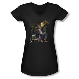 The Hobbit Desolation Of Smaug Shirt Juniors V Neck Sword And Staff Black Tee T-Shirt The Hobbit Desolation Of Smaug Shirt Juniors V Neck Sword And Staff Black Tee T-Shirt
