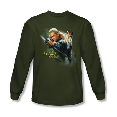 The Hobbit Desolation Of Smaug Shirt Legolas Greenleaf Long Sleeve Military Green Tee T-Shirt