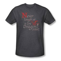 The Hobbit Desolation Of Smaug Shirt Never Laugh Adult Heather Charcoal Tee T-Shirt The Hobbit Desolation Of Smaug Shirt Never Laugh Adult Heather Charcoal Tee T-Shirt