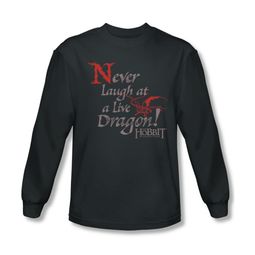 The Hobbit Desolation Of Smaug Shirt Never Laugh Long Sleeve Charcoal Tee T-Shirt The Hobbit Desolation Of Smaug Shirt Never Laugh Long Sleeve Charcoal Tee T-Shirt