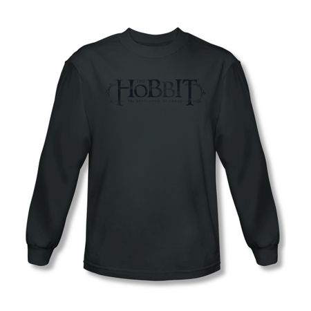 The Hobbit Desolation Of Smaug Shirt Ornate Logo Long Sleeve Charcoal Tee T-Shirt