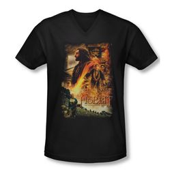 The Hobbit Desolation Of Smaug Shirt Slim Fit V Neck Golden Chambers Black Tee T-Shirt The Hobbit Desolation Of Smaug Shirt Slim Fit V Neck Golden Chambers Black Tee T-Shirt