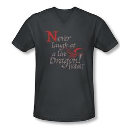The Hobbit Desolation Of Smaug Shirt Slim Fit V Neck Never Laugh Charcoal Tee T-Shirt The Hobbit Desolation Of Smaug Shirt Slim Fit V Neck Never Laugh Charcoal Tee T-Shirt
