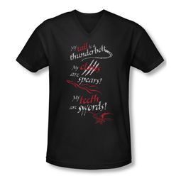 The Hobbit Desolation Of Smaug Shirt Slim Fit V Neck Tail Claws Black Tee T-Shirt The Hobbit Desolation Of Smaug Shirt Slim Fit V Neck Tail Claws Black Tee T-Shirt