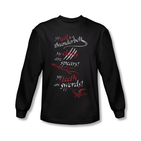 The Hobbit Desolation Of Smaug Shirt Tail Claws Long Sleeve Black Tee T-Shirt