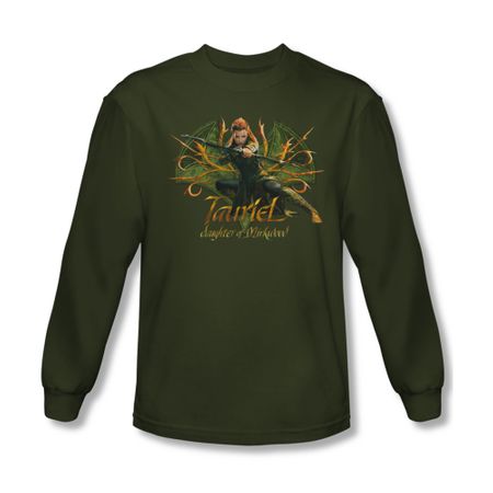 The Hobbit Desolation Of Smaug Shirt Tauriel Long Sleeve Military Green Tee T-Shirt