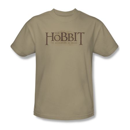 The Hobbit Desolation Of Smaug Shirt Textured Logo Adult Sand Tee T-Shirt