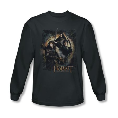 The Hobbit Desolation Of Smaug Shirt Weapons Drawn Long Sleeve Charcoal Tee T-Shirt