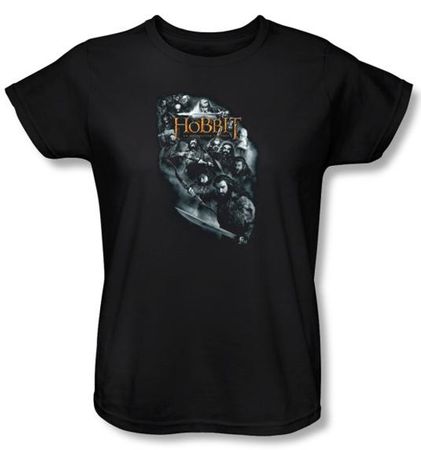 The Hobbit Ladies Shirt Movie Unexpected Journey Characters Black Tee