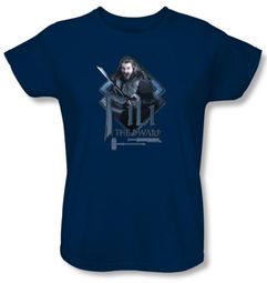 The Hobbit Ladies Shirt Movie Unexpected Journey Fili Navy Blue Tee