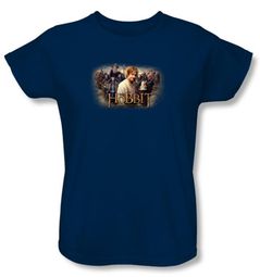 The Hobbit Ladies Shirt Movie Unexpected Journey Rally Navy T-shirt