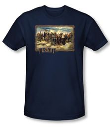 The Hobbit Shirt Movie Unexpected Journey Adult Navy Slim Fit T-shirt
