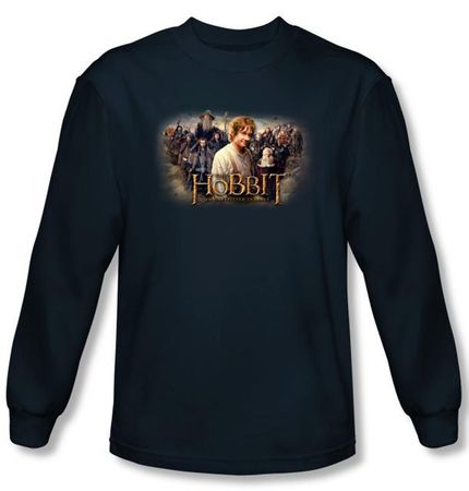 The Hobbit Shirt Movie Unexpected Journey Rally Navy Long Sleeve Tee