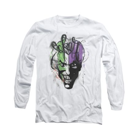 The Joker Shirt Airbush Long Sleeve White Tee T-Shirt