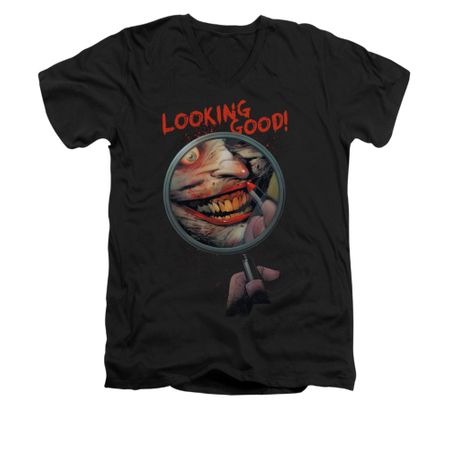 The Joker Shirt Slim Fit V-Neck Looking Good Black T-Shirt
