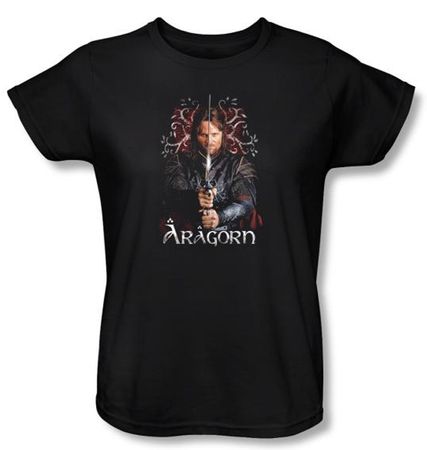 The Lord Of The Rings Ladies T-Shirt Aragorn 2 Black Tee Shirt