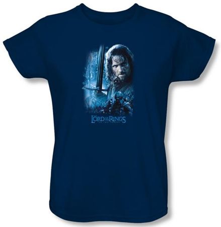 The Lord Of The Rings Ladies T-Shirt Aragorn Navy Blue Tee Shirt