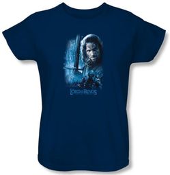 The Lord Of The Rings Ladies T-Shirt Aragorn Navy Blue Tee Shirt