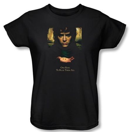 The Lord Of The Rings Ladies T-Shirt Frodo One Ring Black Tee Shirt