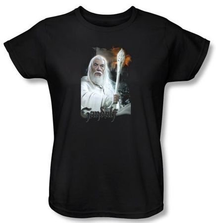 The Lord Of The Rings Ladies T-Shirt Gandalf Black Tee Shirt