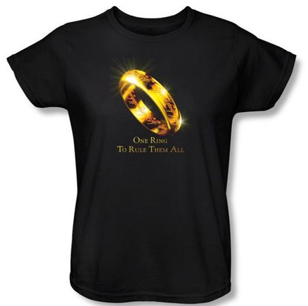 The Lord Of The Rings Ladies T-Shirt One Ring Black Tee Shirt